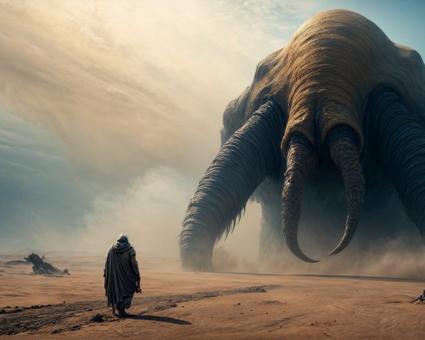 Desert Encounter with a Colossal Otherworldly Creature