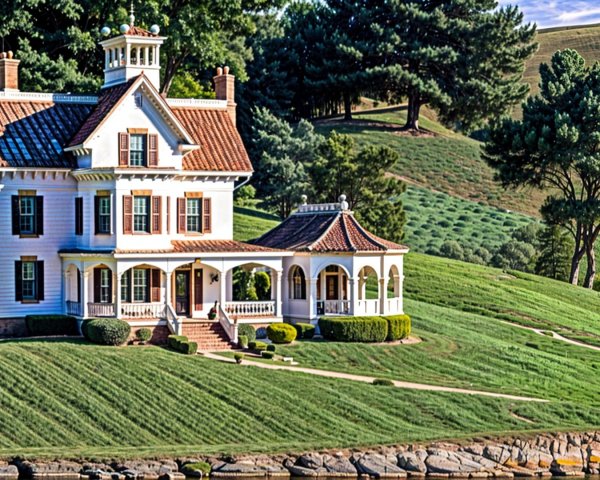 Victorian-Style House on Lush Rolling Hillside