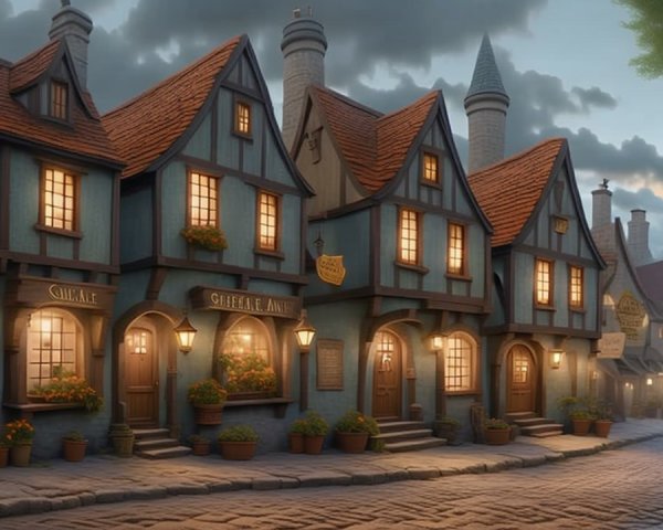 Picturesque Medieval Village Street with Cozy Homes