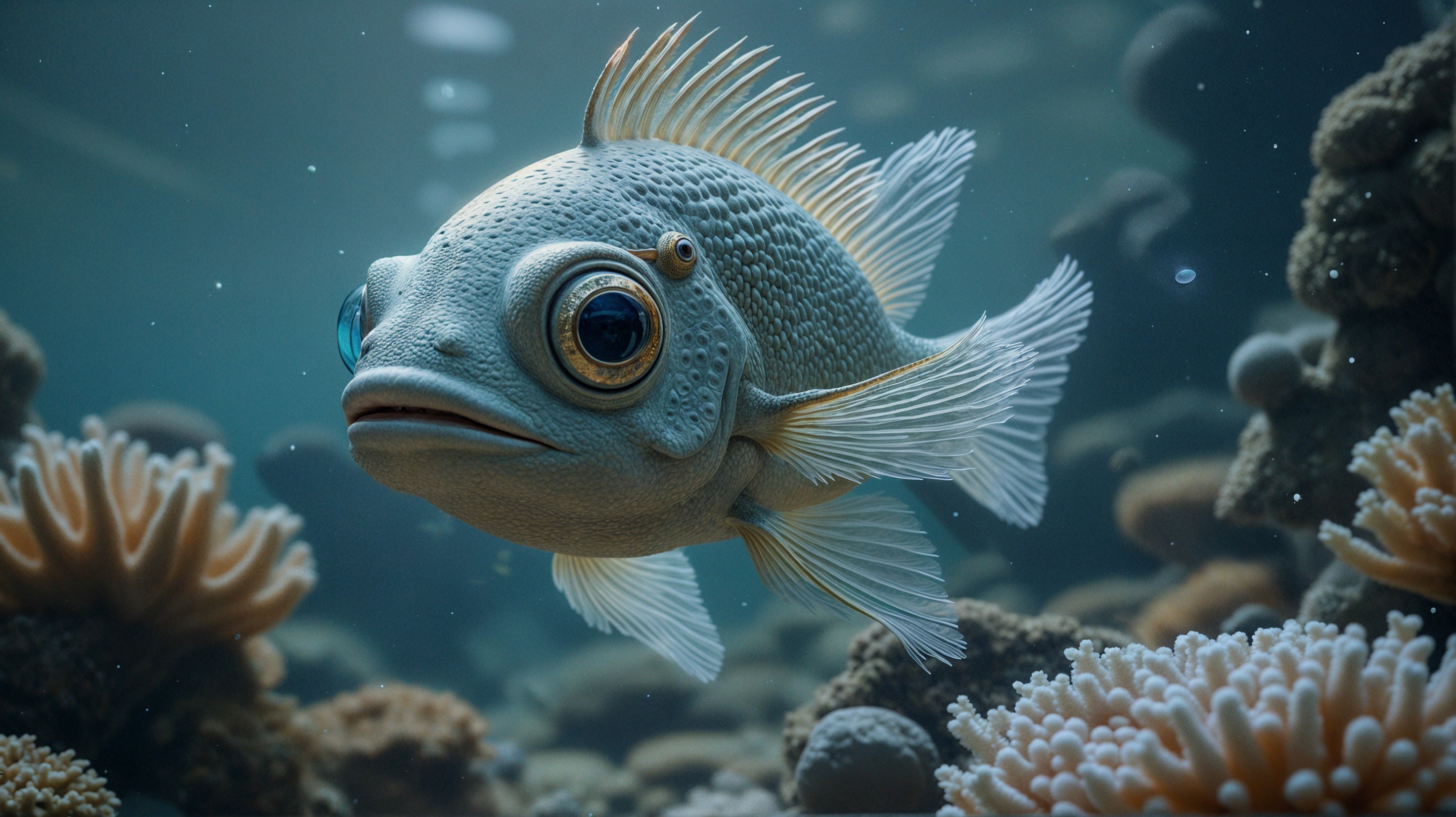 Whimsical Underwater Scene with Colorful Fish and Coral