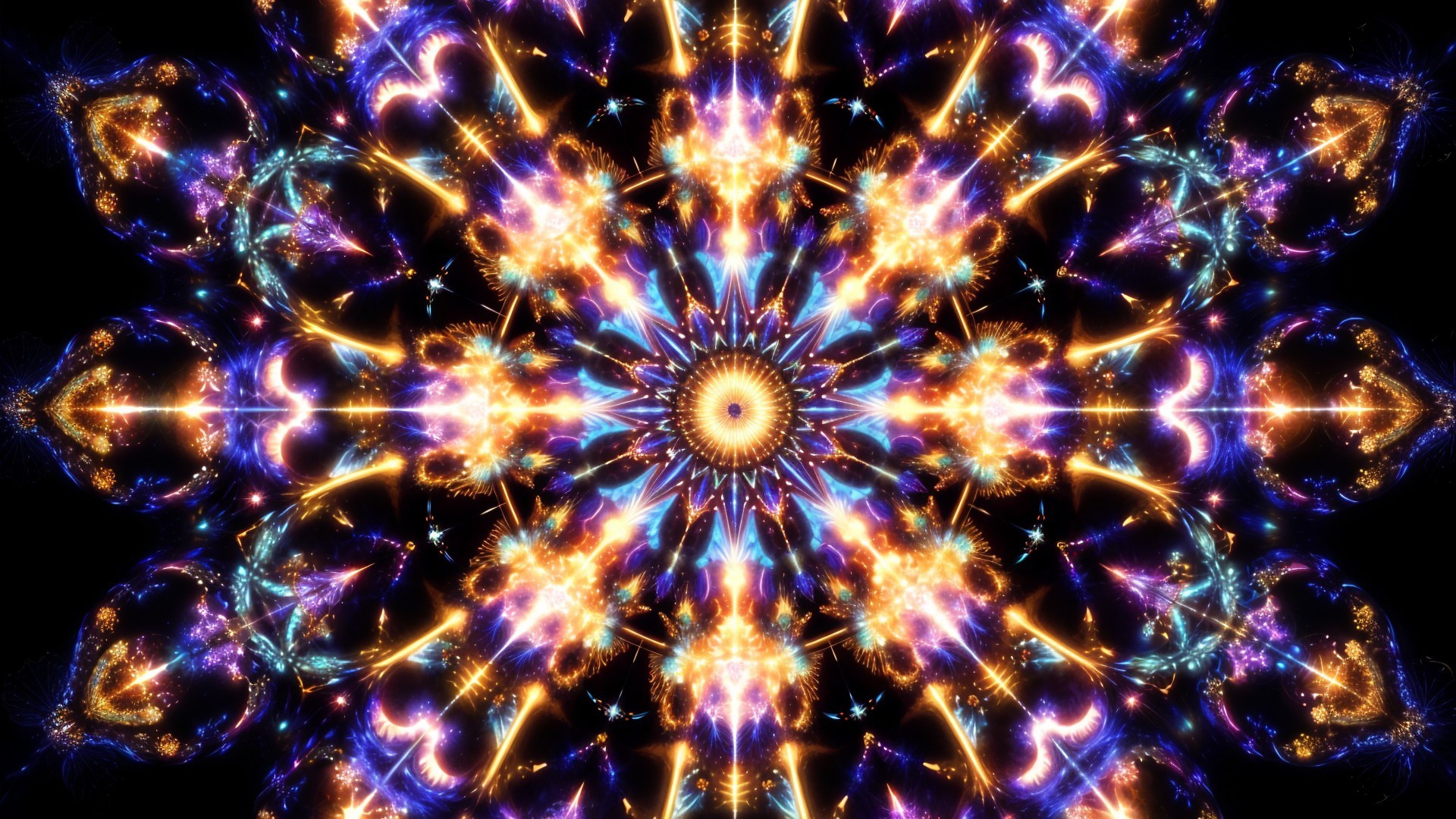 Vibrant Kaleidoscopic Cosmic Mandala Design