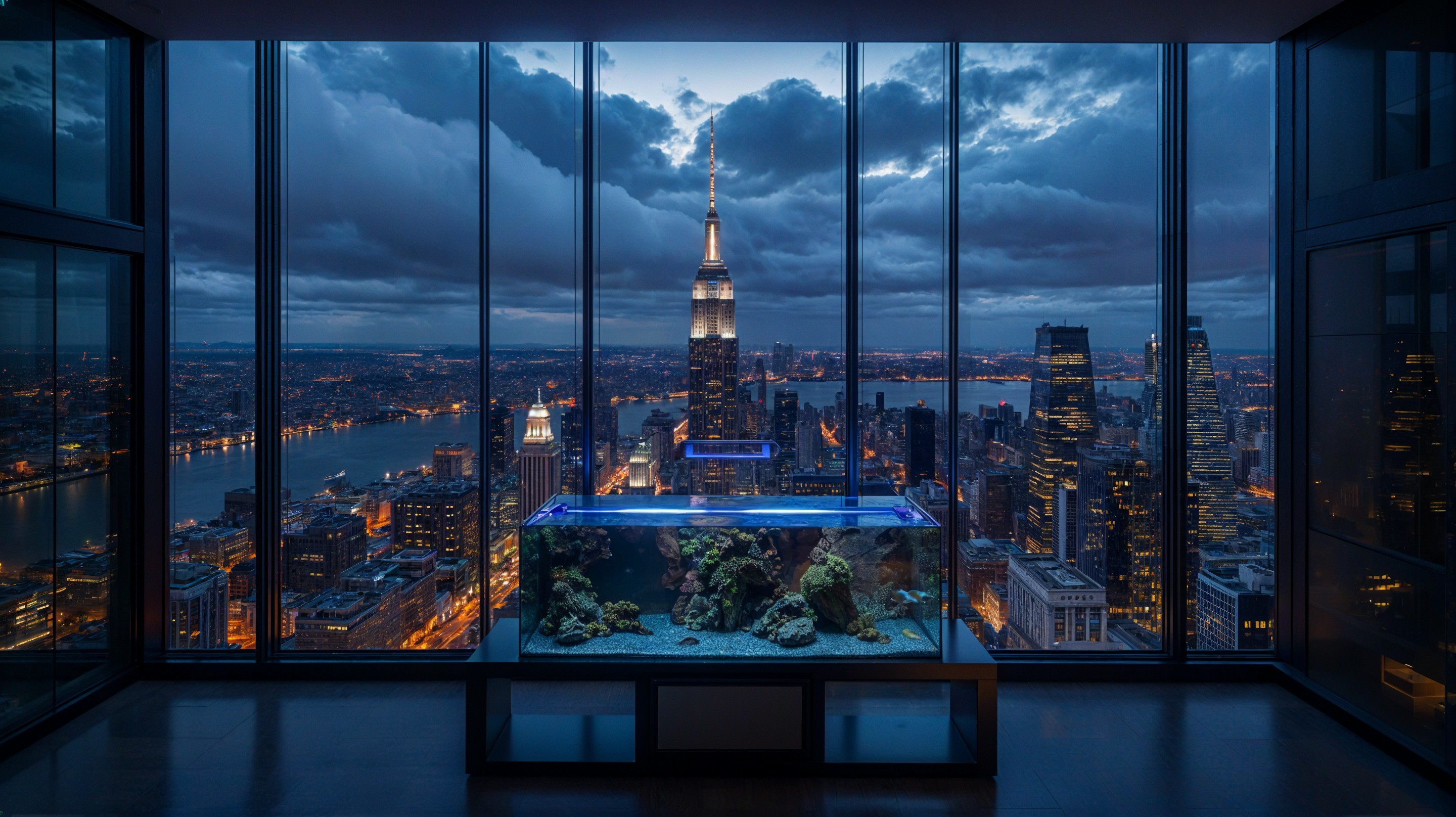 Urban Landscape with Empire State Building and Aquarium