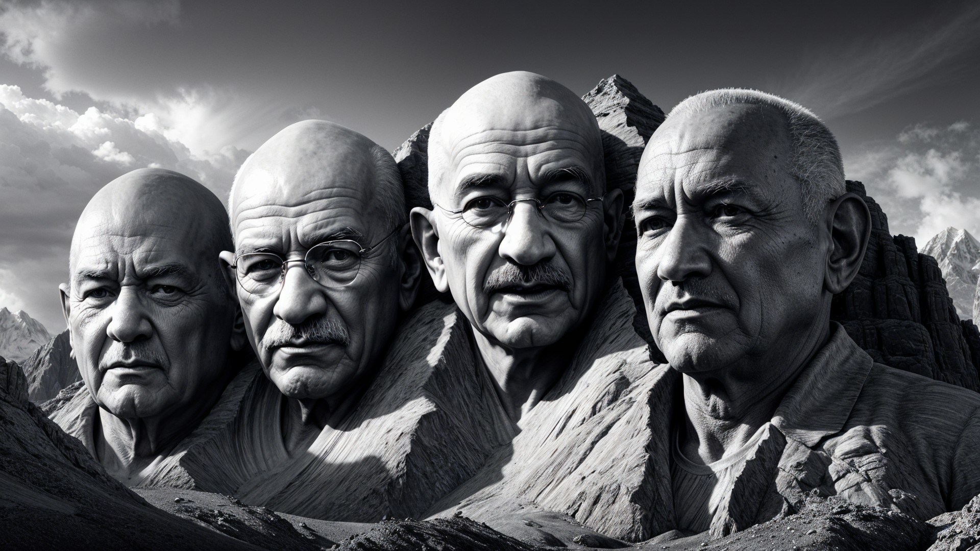 Dramatic Mountain Landscape with Sculpted Faces