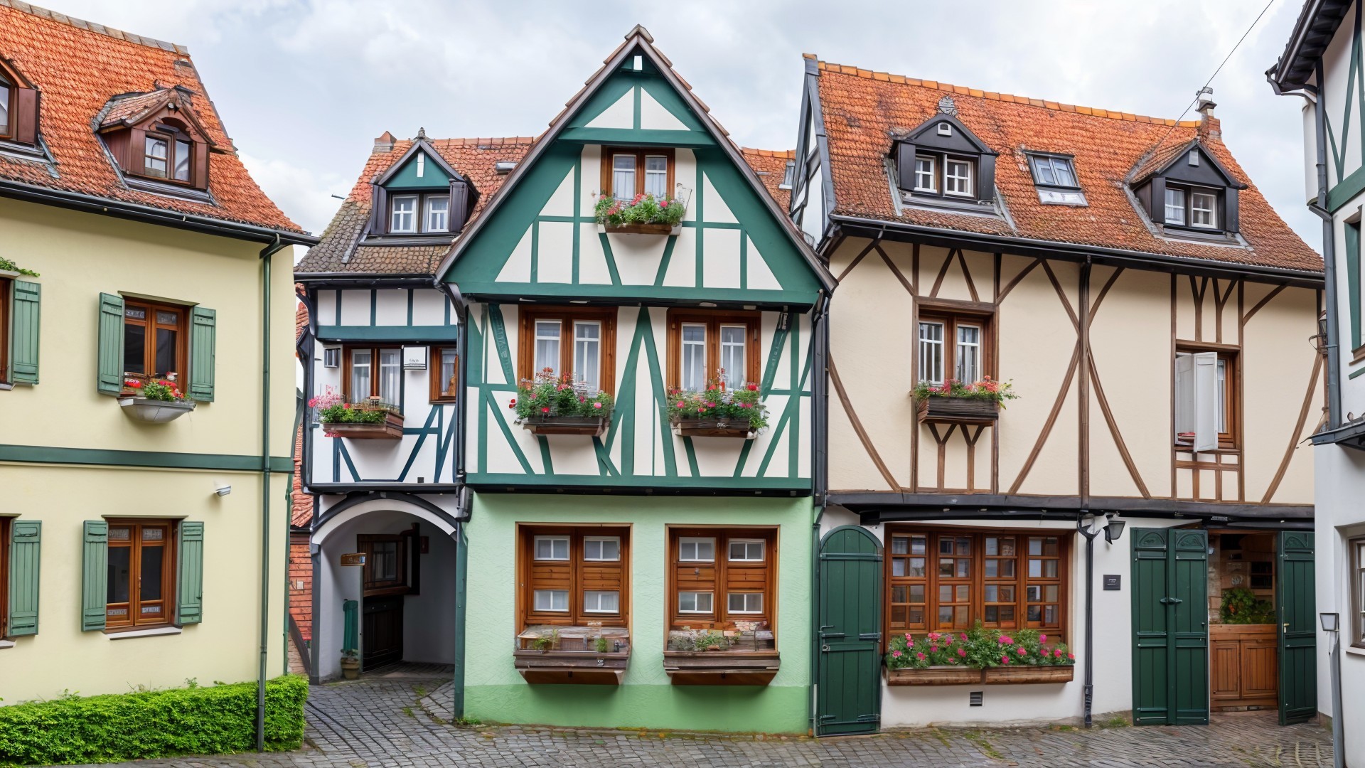 Charming Half-Timbered Houses in a Picturesque Street