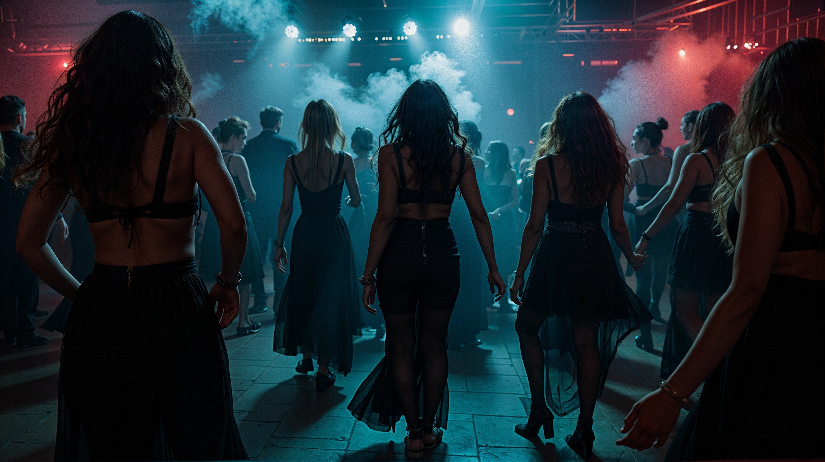 Vibrant Dance Party in Colorful Lights