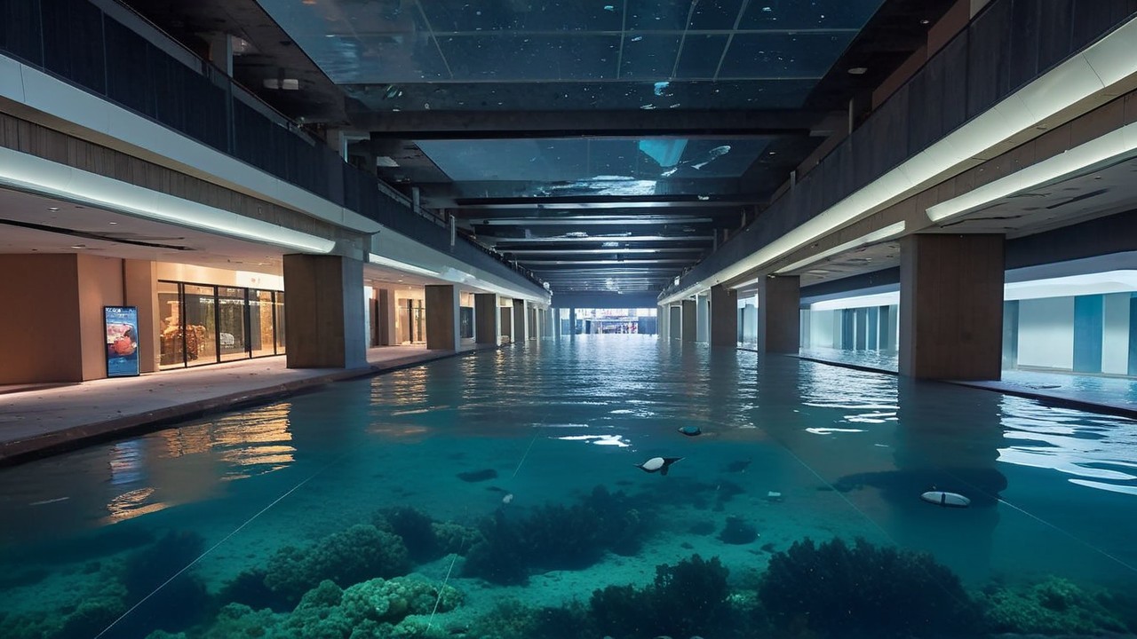 Modern Interior with Water and Starry Ceiling