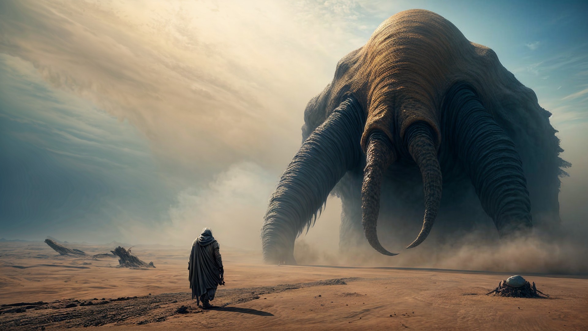 Desert Encounter with a Colossal Otherworldly Creature