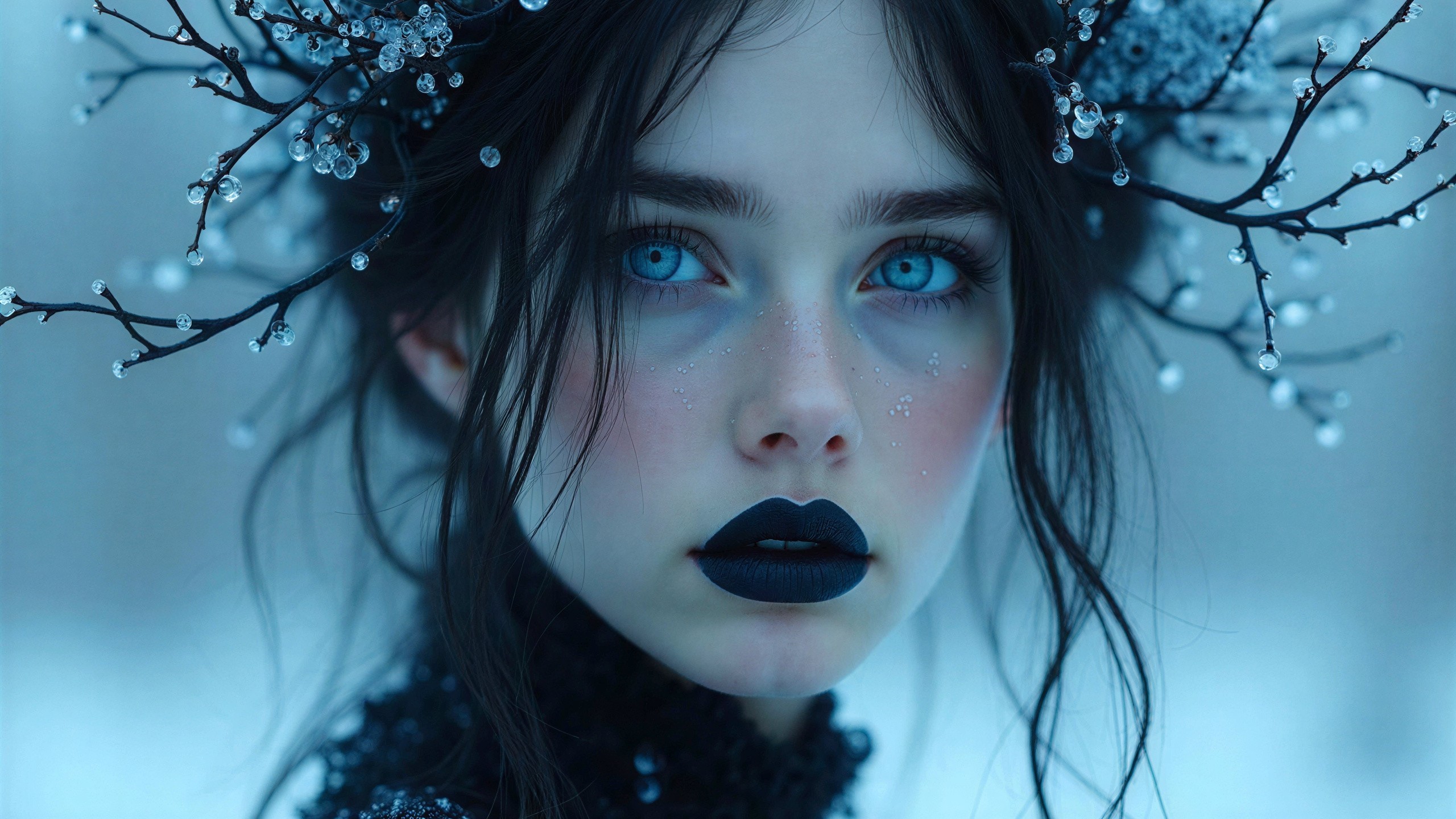 Close-Up Portrait of Woman in Winter Setting