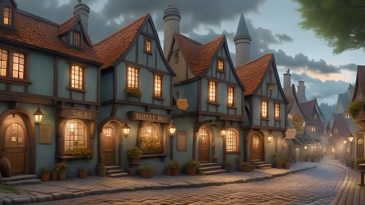 Picturesque Medieval Village Street with Cozy Homes