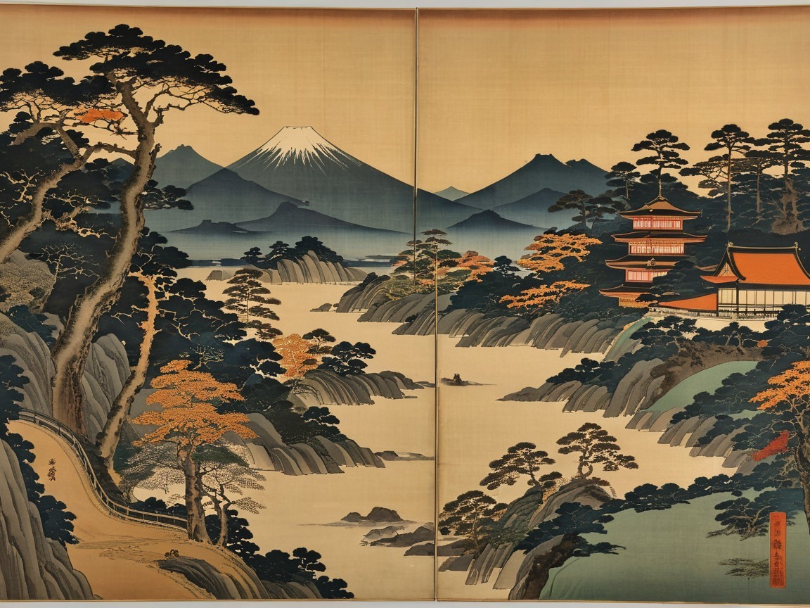 Serene Landscape of Mount Fuji with Autumn Trees