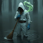Confident Female Character in Dramatic Gothic Setting