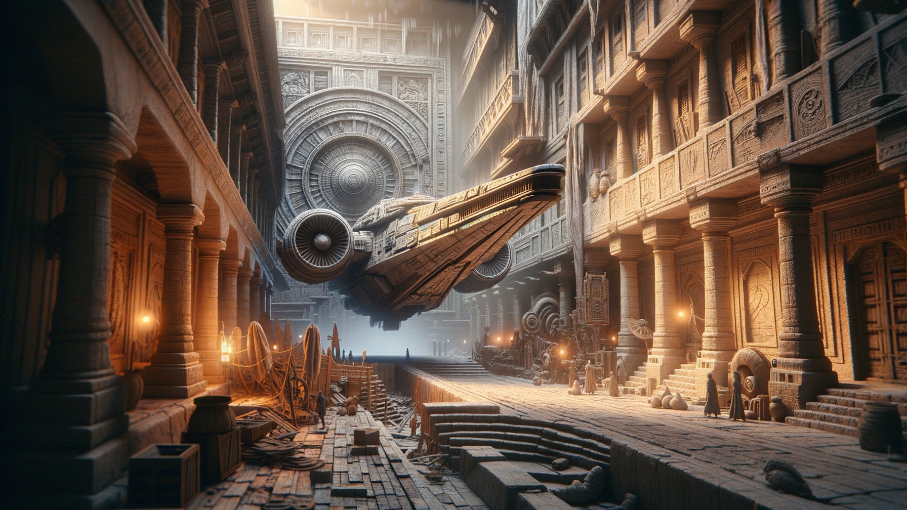 Ancient Architecture Meets Futuristic Spacecraft Design