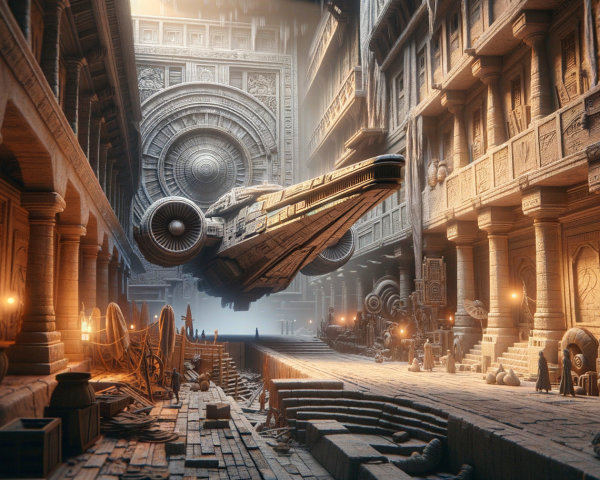 Ancient Architecture Meets Futuristic Spacecraft Design