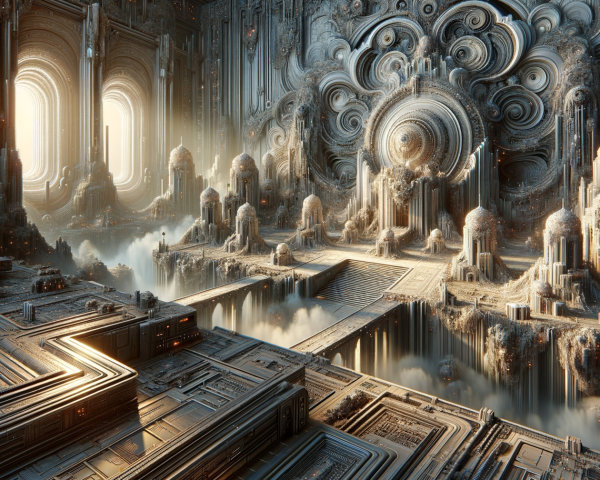 Futuristic Cityscape with Intricate Architecture Details