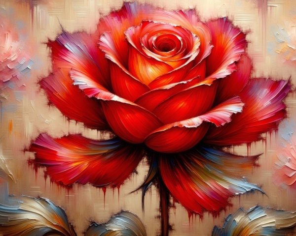 Vibrant Red Rose with Soft Pink Surroundings