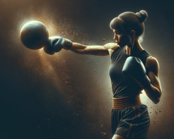 Female Boxer Delivering a Powerful Punch in Action