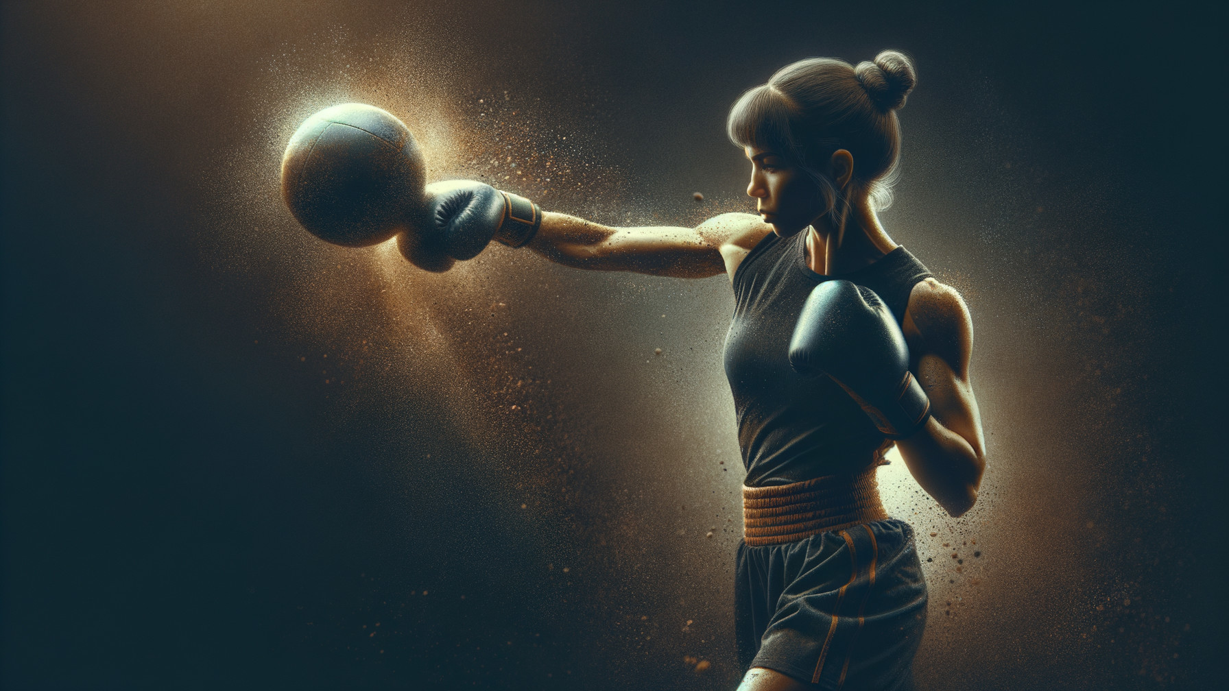 Female Boxer Delivering a Powerful Punch in Action