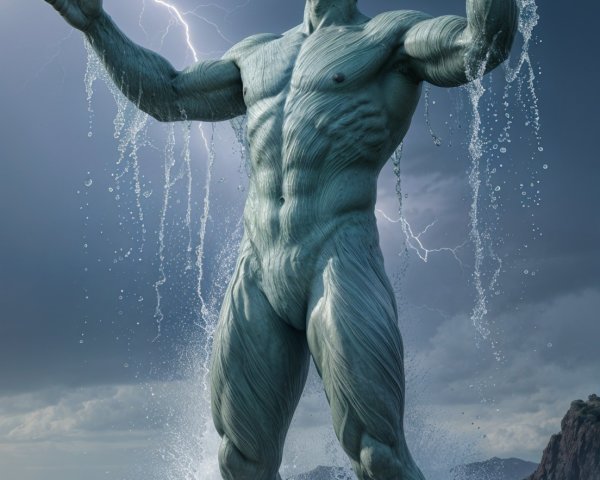 Colossal Figure Emerges from Turbulent Ocean Waves