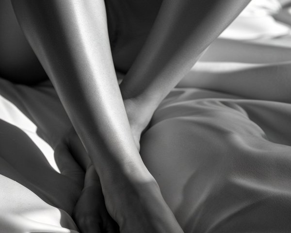 Close-Up of Crossed Legs on Soft Textured Surface