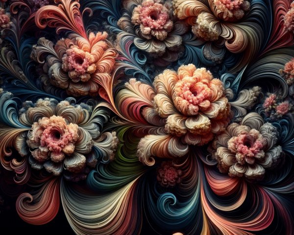 Intricate Floral Design with Vibrant Colors and Patterns