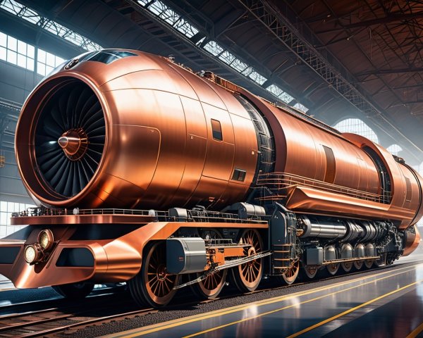Futuristic Steam Locomotive with Metallic Design Elements