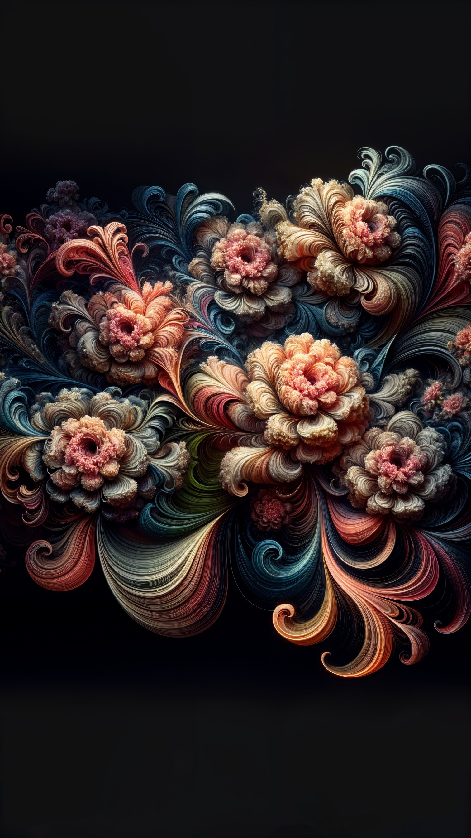 Intricate Floral Design with Vibrant Colors and Patterns