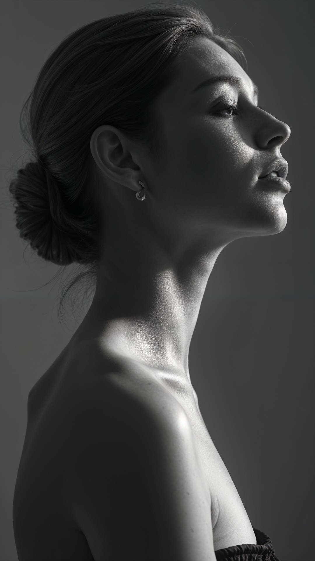 Elegant Profile Portrait in Black and White