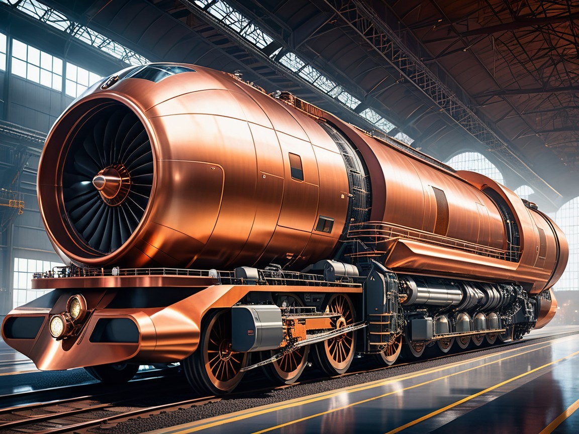 Futuristic Steam Locomotive with Metallic Design Elements