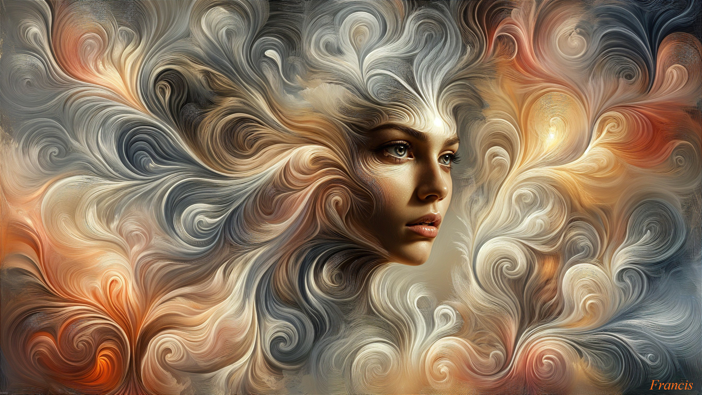 Ethereal Color Blend Surrounding a Woman's Face