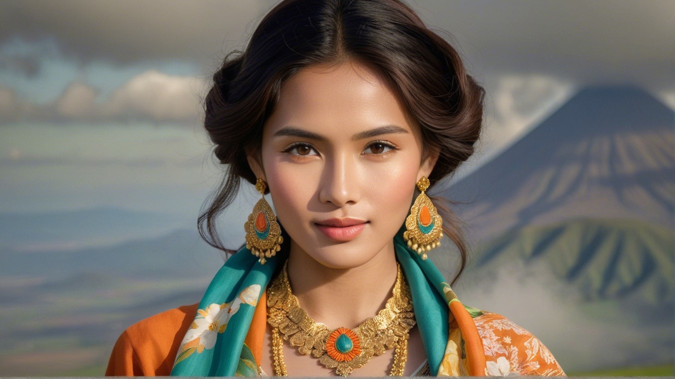Portrait of a young woman in vibrant traditional attire