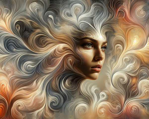 Ethereal Color Blend Surrounding a Woman's Face