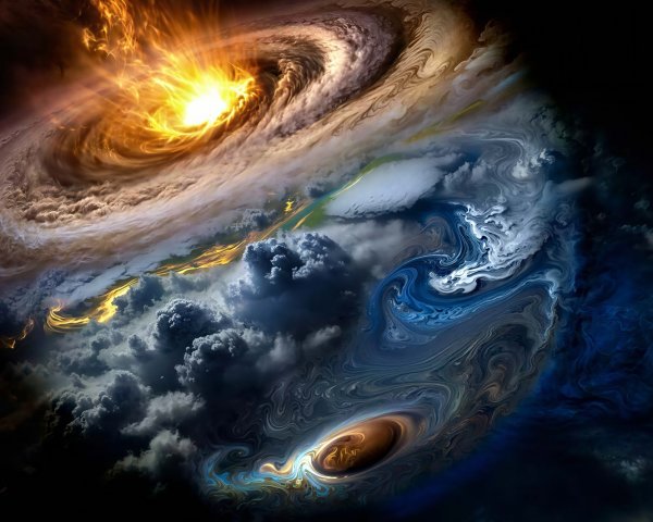 Colorful Abstract Cosmic Scene with Swirling Patterns