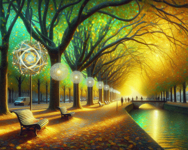 Serene Autumn Pathway with Vibrant Golden Leaves