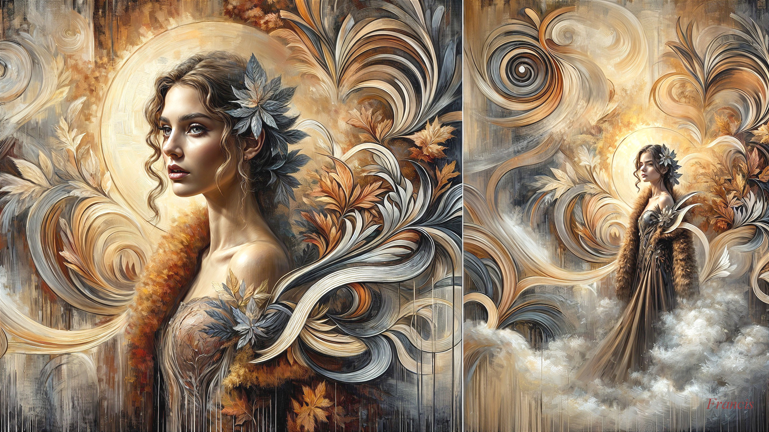 Surreal Autumn Portrait with Golden Glow