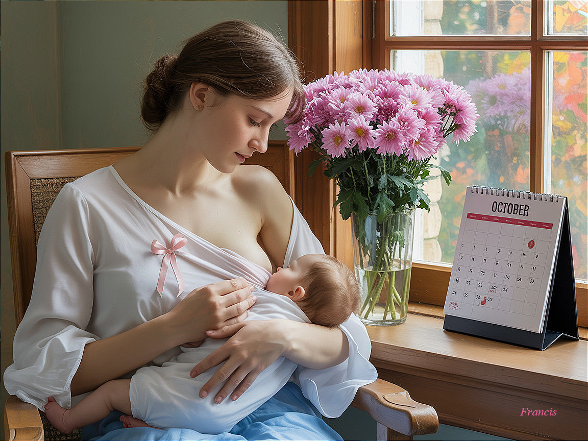Mother Nursing Baby in Sunlit Cozy Setting