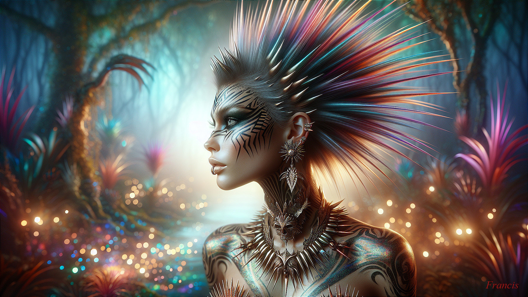 Mystical Figure in Enchanted Forest Setting