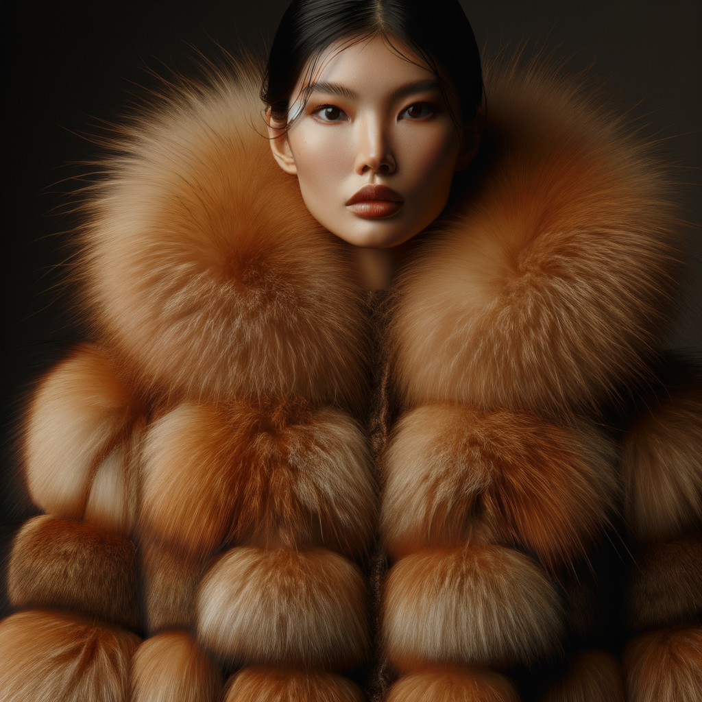 Portrait of a model in luxurious fur clothing