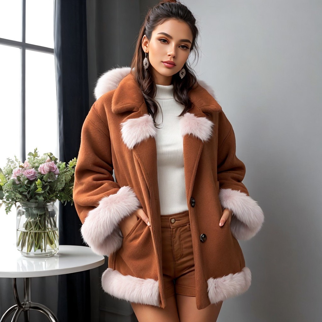 Stylish Autumn Outfit with Brown Coat and Turtleneck