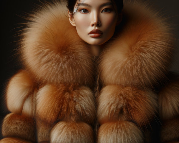 Portrait of a model in luxurious fur clothing