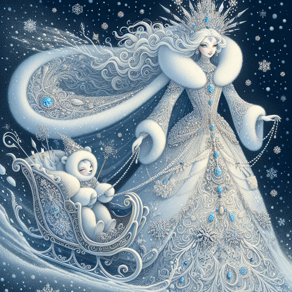 Whimsical Winter Scene with Frosty Figure and Sleigh