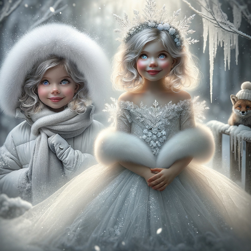 Whimsical Winter Wonderland with Enchanting Figures