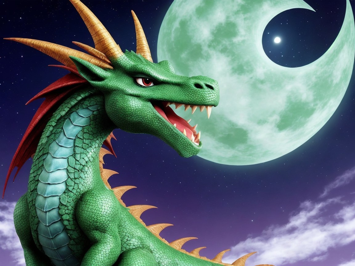 Majestic Dragon Under the Moonlit Sky