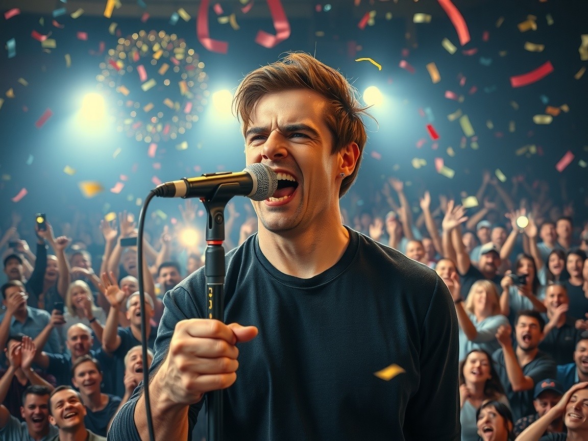 Live concert performance with vibrant lights and crowd