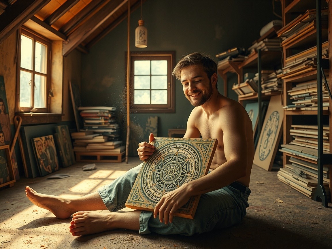 Cozy Attic with Art and Natural Light