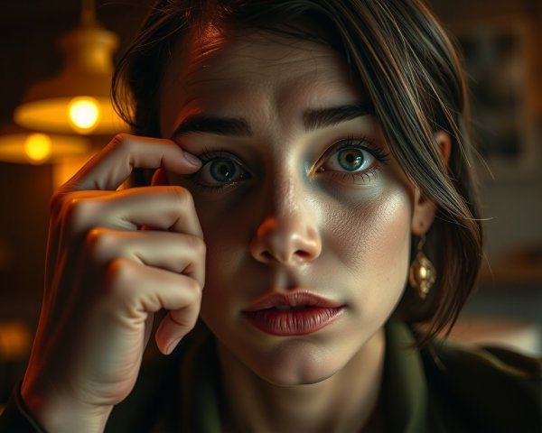 Close-Up Portrait of a Young Woman with Expressive Eyes