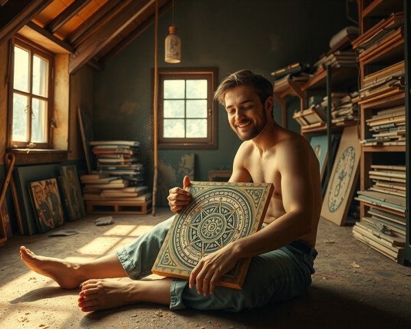 Cozy Attic with Art and Natural Light