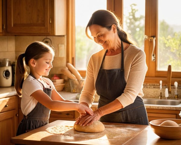 Baking Together: A Grandmother and Girl's Bond