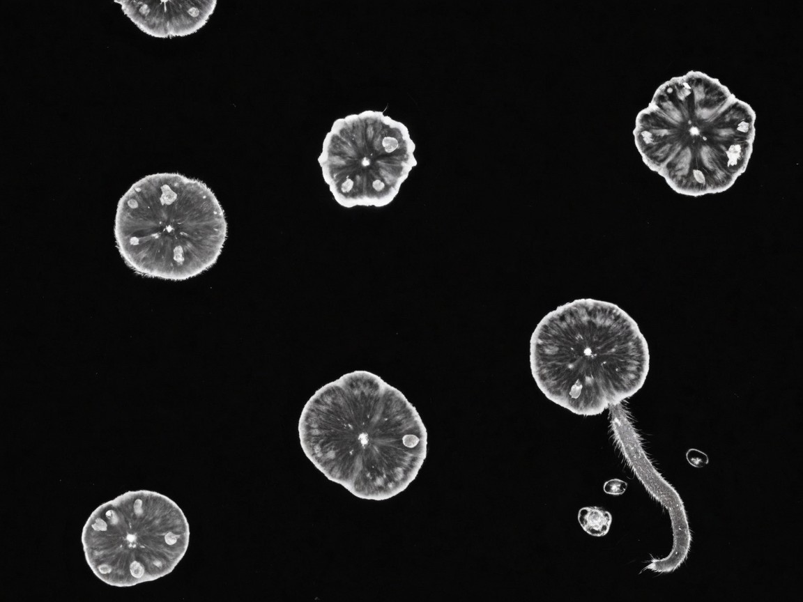 Monochromatic Circular Shapes Resembling Microscopic Organisms
