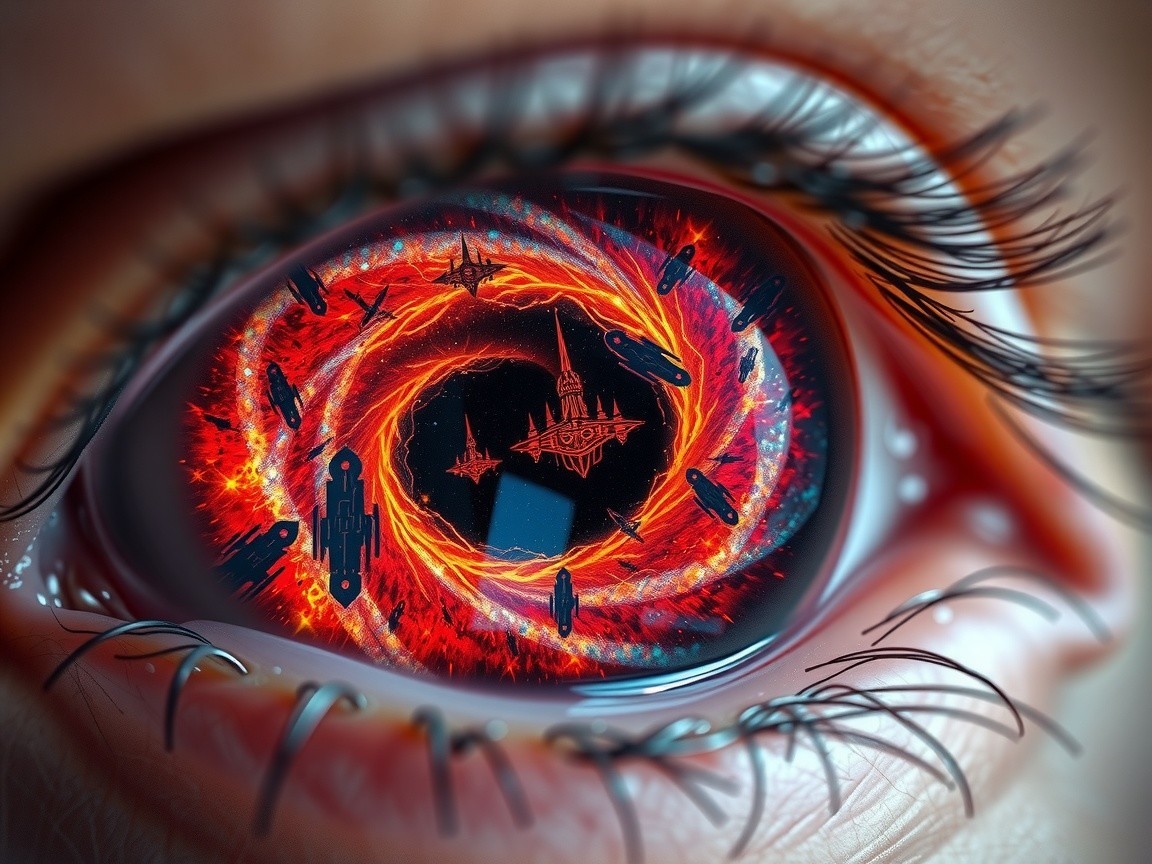 Close-Up of Human Eye with Surreal Reflection
