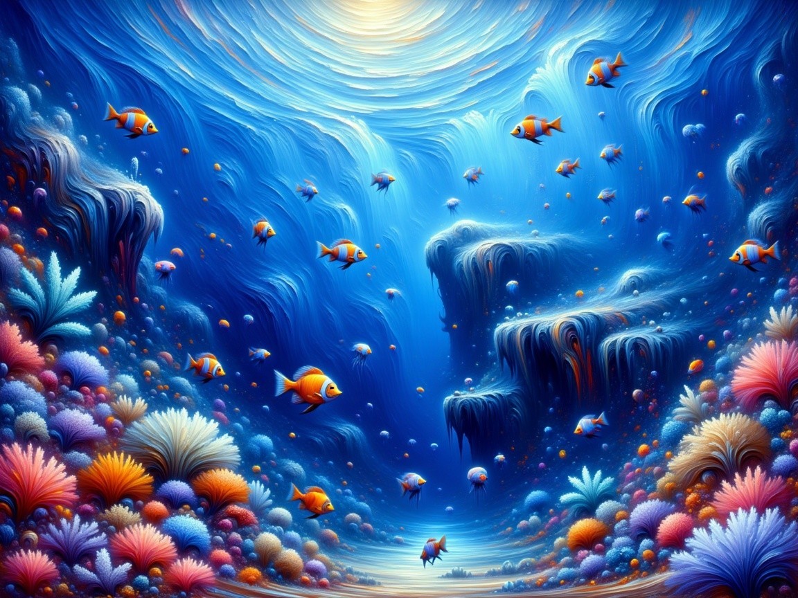 Vibrant Coral Reef with Colorful Fish and Sunlight